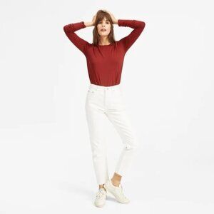 NWT EVERLANE | 90s Button Fly Cheeky Straight Cropped Jeans in Bone - Size 28